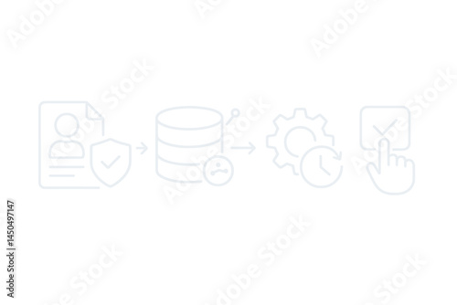Vector illustration depicting a step-by-step process of secure data management and verification procedures