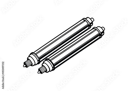 Silhouette of Osram fluorescent tubes isolated on a white background