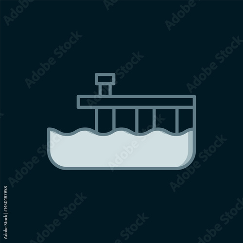 Line Beach pier dock icon isolated on black background. Flat filled outline style with shadow. Vector