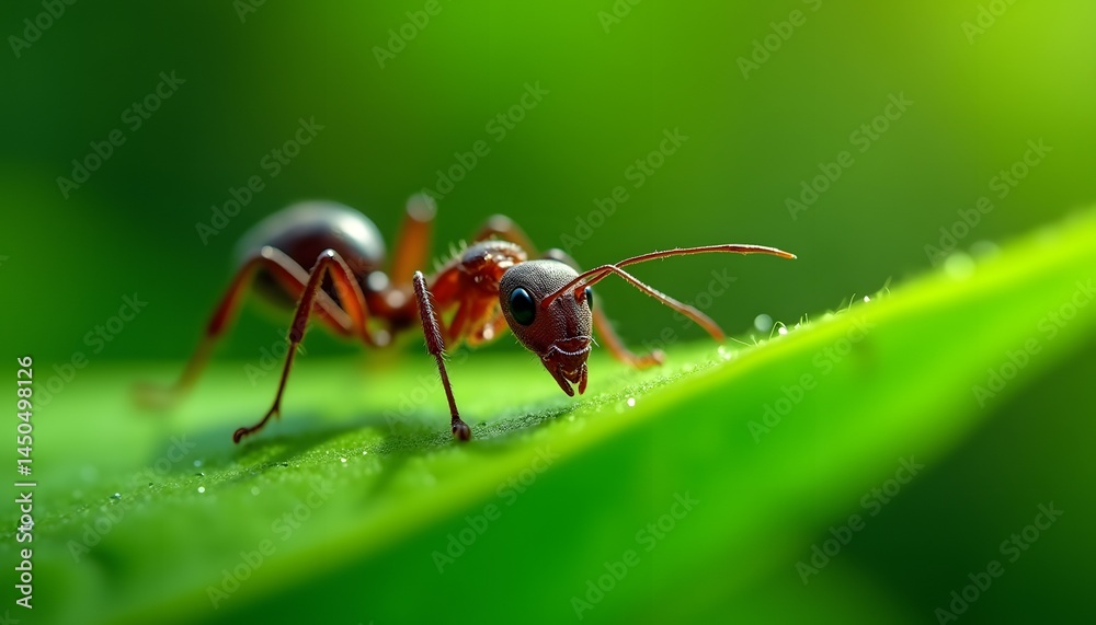 Ant on green leaf closeup Ant on green leaf closeup