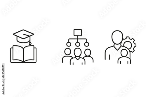 Educational concepts illustrated through flat vector designs showing learning, organization, and mentorship in a modern environment