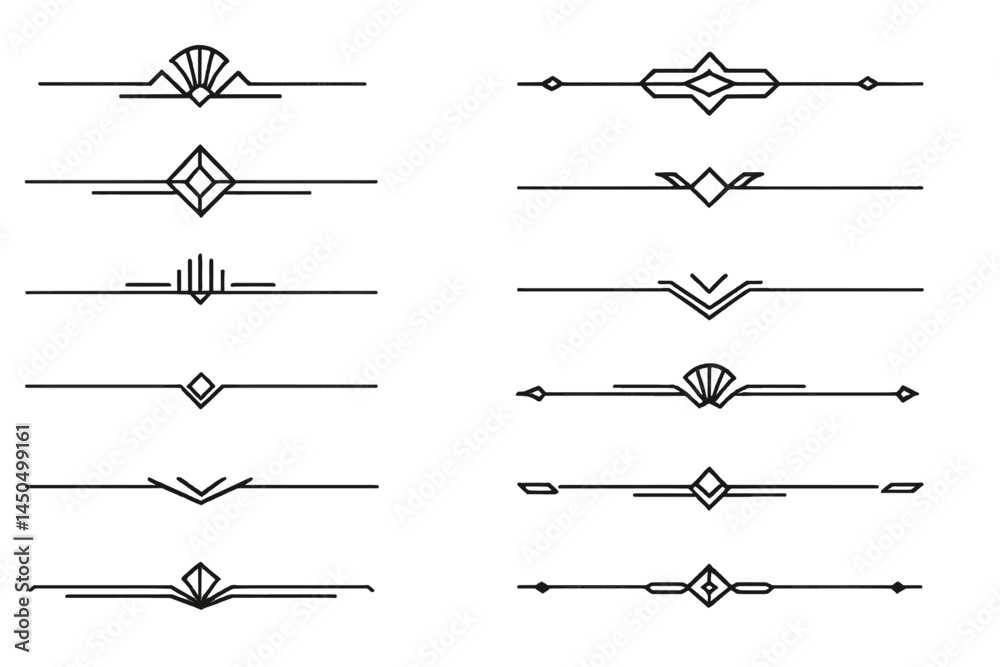 Elegant flat vector illustration of decorative line dividers ideal for graphic design and print projects in various styles