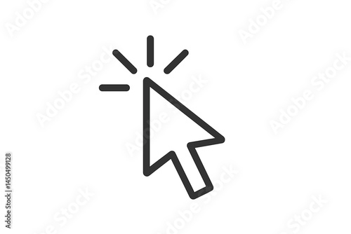 Cursor icon illustration depicting a click action on a simple flat design background in a minimalist style