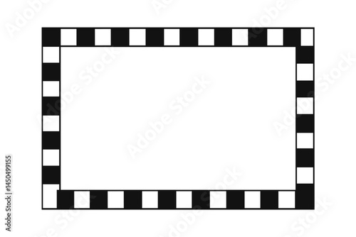 Creative flat vector illustration of a blank film strip with checkerboard border design for artistic projects and media