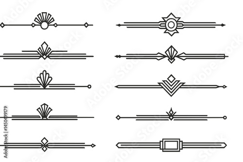 Vector illustration of decorative line art elements for graphic designs in a minimalist style featuring various shapes