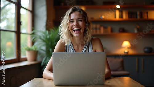 young woman working on laptop