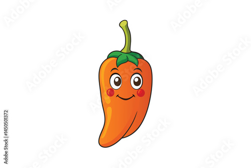 Habanero Pepper Vegetable Vector Illustration Isolated on White Background

