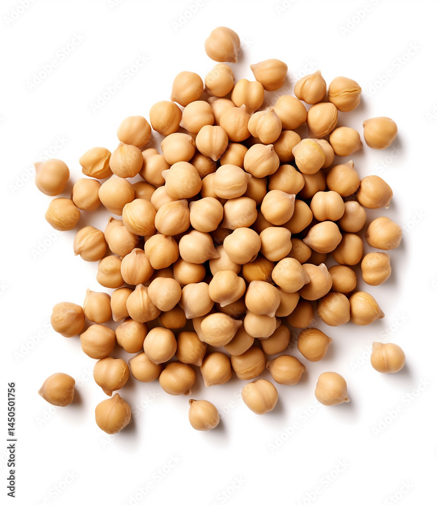 Scattered Floating Chickpeas on White Scattered Floating Chickpeas on White