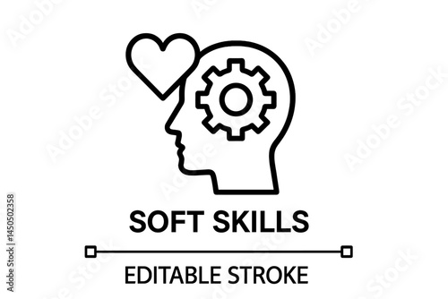Soft skills development through creative thinking and emotional intelligence in a flat vector illustration design