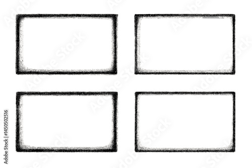 Four flat vector rectangle frames in a minimalist style with a simple black outline for graphic design use