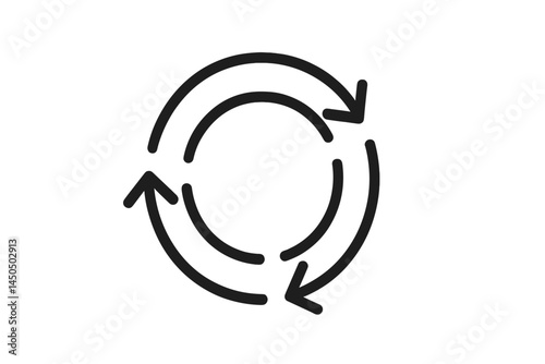Circular arrows design representing recycling or sustainability concept in a flat vector style
