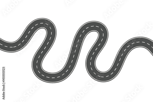 Curvy road design with dashed lines and smooth curves for illustrations and graphic projects
