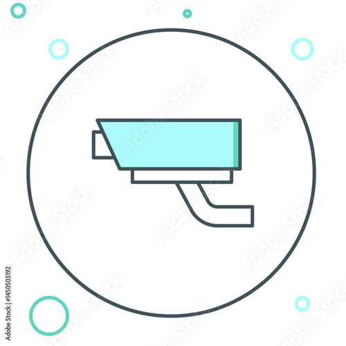 Line Security camera icon isolated on white background. Colorful outline concept. Vector