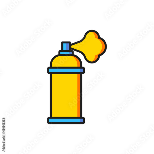 Color Paint spray can icon isolated on white background. Flat filled outline style with shadow. Vector