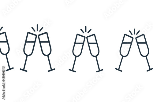 Celebration with champagne glasses clinking together at an elegant gathering with a joyful atmosphere