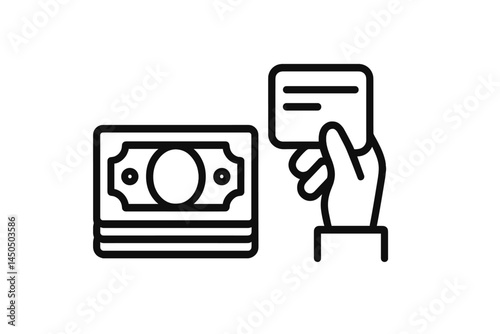 Money exchange process between cash and card payment method in flat vector style illustration