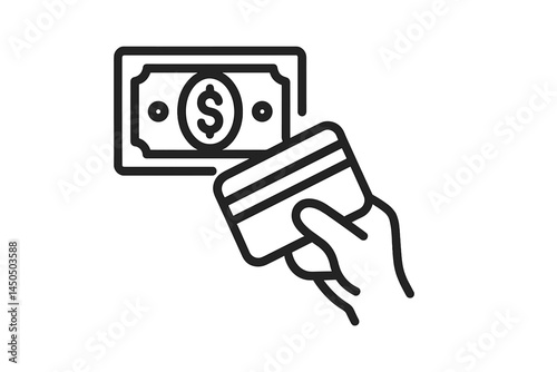 Hand holding a credit card in front of cash to signify payment methods and financial transactions in a modern economy