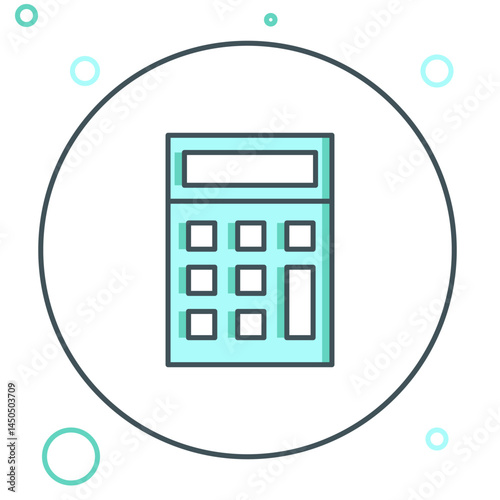 Line Calculator icon isolated on white background. Accounting symbol. Business calculations mathematics education and finance. Colorful outline concept. Vector