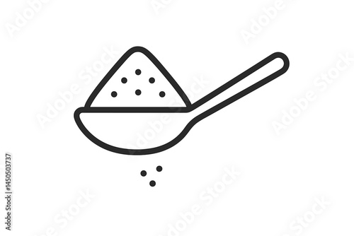 Spoon with sugar granules spilling out in a flat vector illustration with a minimalistic design