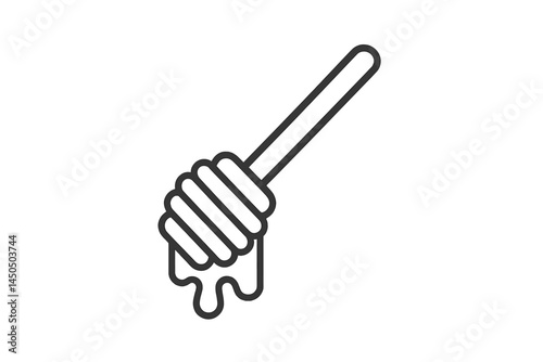 Honey dipper dripping honey in a flat vector illustration of a kitchen setting