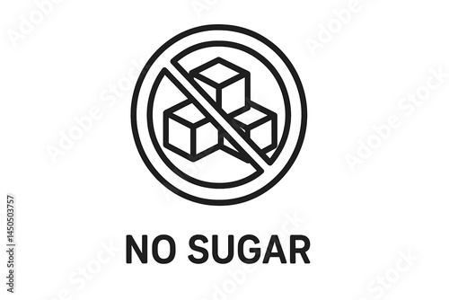 Sign indicating no sugar with a flat vector illustration and a clear message for health-conscious individuals