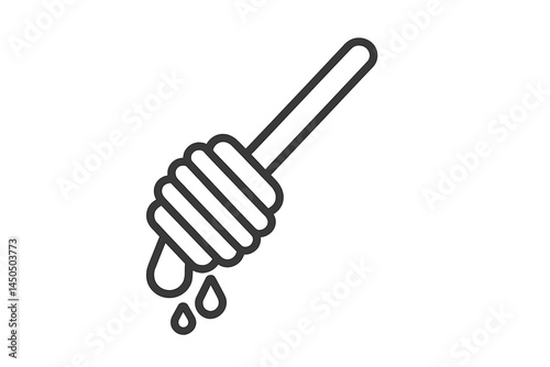 Vector illustration of a honey dipper dripping honey over a surface with a minimalist design
