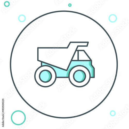 Line Mining dump truck icon isolated on white background. Colorful outline concept. Vector