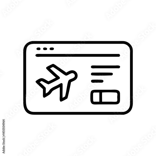 Travel Booking Flight Ticket Icon in Minimalist Style  