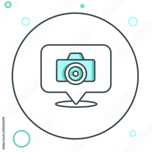 Line Photo camera icon isolated on white background. Foto camera. Digital photography. Colorful outline concept. Vector