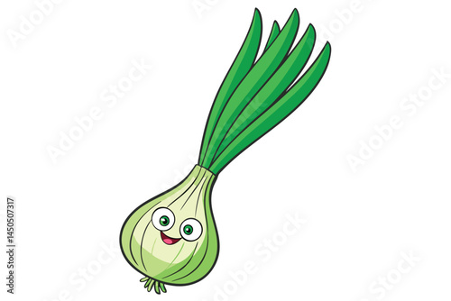 Scallion Green Onion Vegetable Vector Illustration Isolated on White Background


