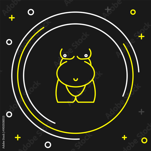 Line Obesity icon isolated on isolated on black background. Unhealthy lifestyle. Wrong food. Colorful outline concept. Vector