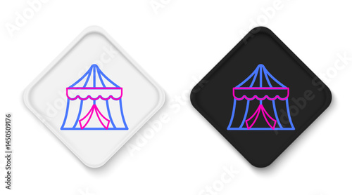 Line Circus tent icon isolated on white background. Carnival camping tent. Amusement park. Colorful outline concept. Vector