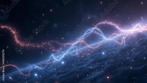 Abstract Cosmic Energy Flowing Waves Light Particles Space Background