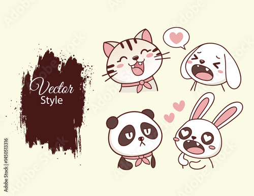 set of funny cartoon animals