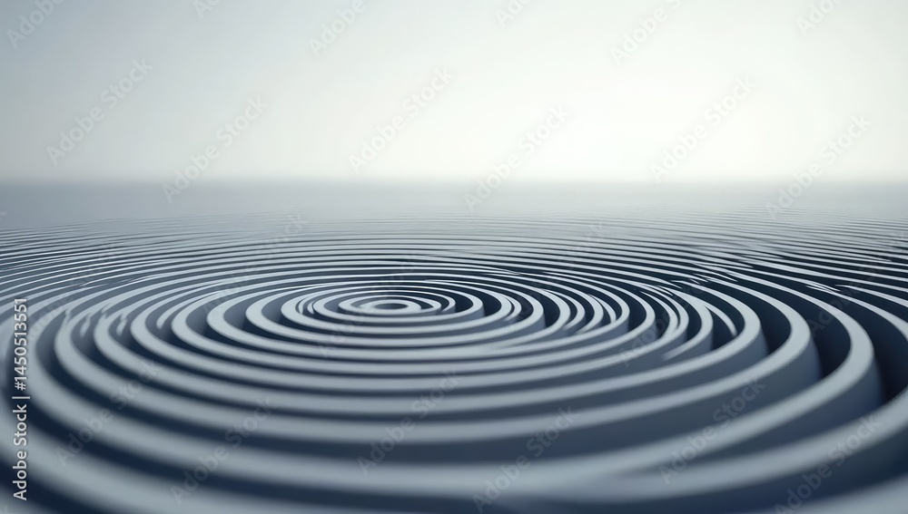 Fototapeta premium Abstract swirling concentric circles ripple effect in grayscale