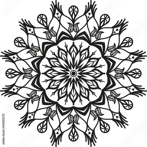 Intricate Black and White Mandala Design