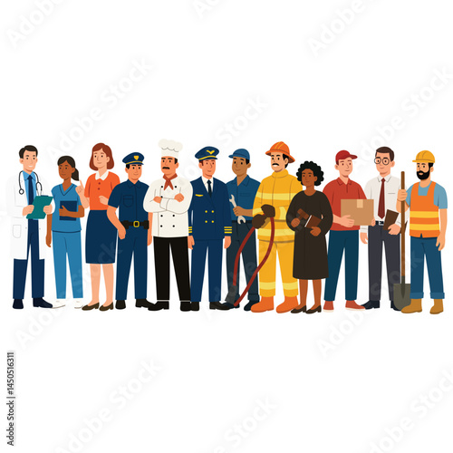 Various Professions – Group of Diverse Occupation Characters