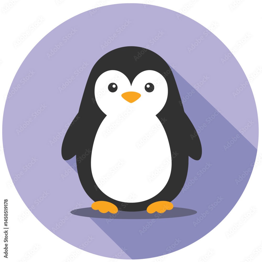 Fototapeta premium Cute penguin icon in flat style.