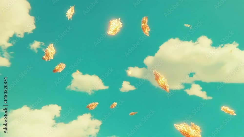 Explosion in light teal sky