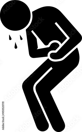 Person holding stomach in pain