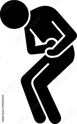 Person holding stomach in pain