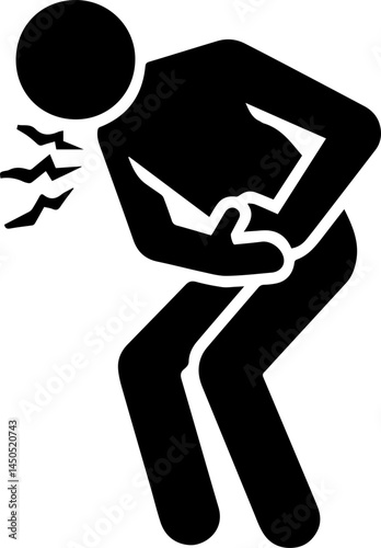 Person holding stomach in pain
