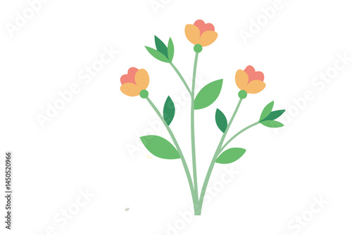Stylized floral arrangement with delicate peach and yellow flowers, simple illustration