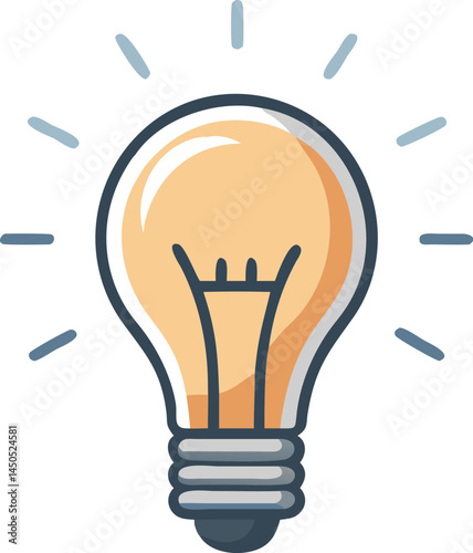 A sleek contemporary light bulb icon with glowing filament and metallic accents, symbolizing ideas
