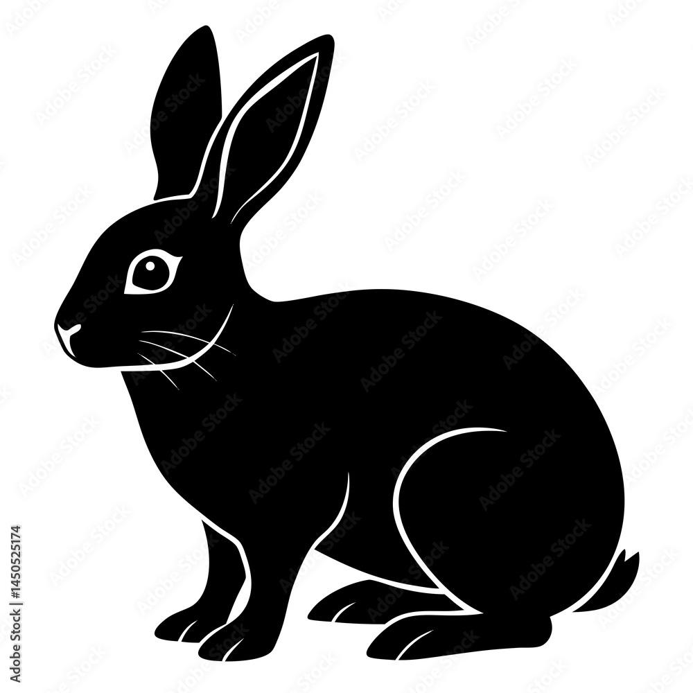 Obraz premium A rabbit silhouette on white background