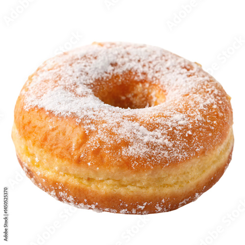 Crispy Golden Donut with Powdered Sugar Dusting Close-Up