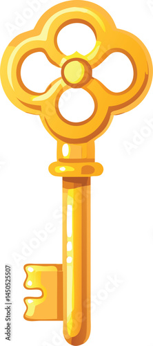 A beautifully crafted golden key with intricate patterns, resting on a velvet cushion