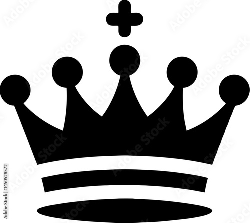 Elegant Black Crown Icon Royalty, Power, Leadership Symbol