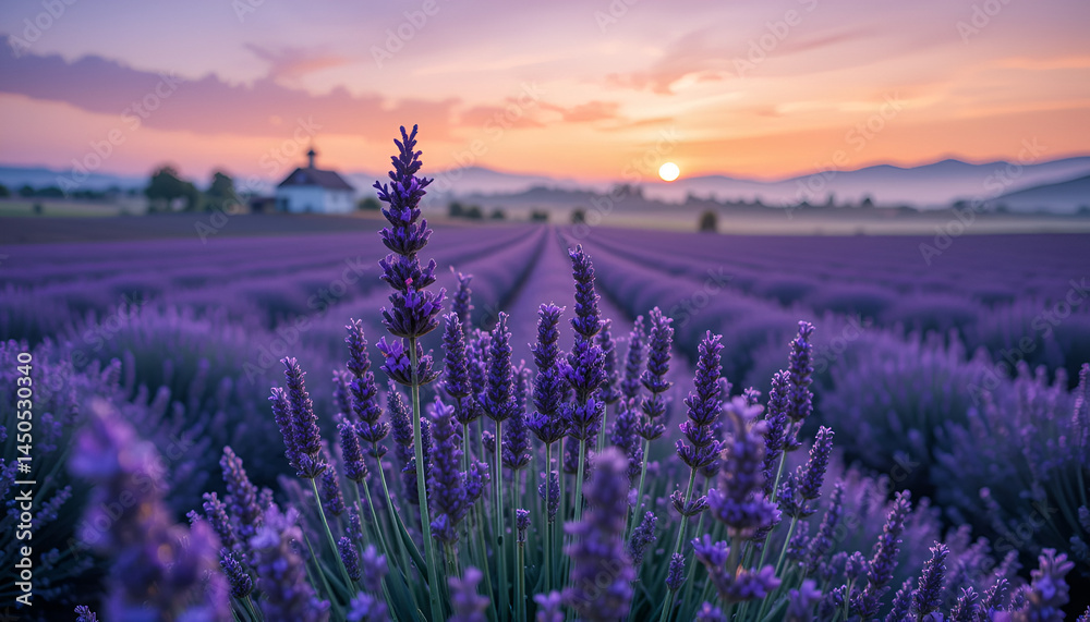Fototapeta premium Lavender Fields Dusk Breath-taking Image