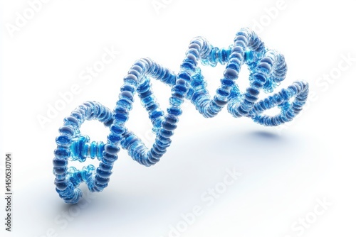 Blue helical structure on a clean white surface isolated on white background
